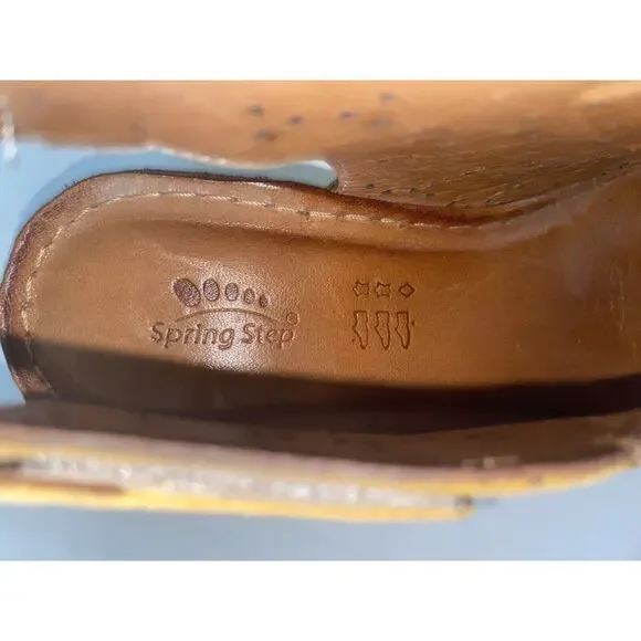 $120 SPRING STEP US Women’s Sz 9 / EU 40 Yellow Leather Inocencia Wedge Sandals - Picture 8 of 9